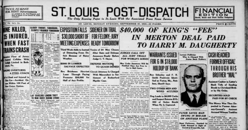 See the Sept. 27, 1926, front page: Nine killed, 35 injured when fast trains crash