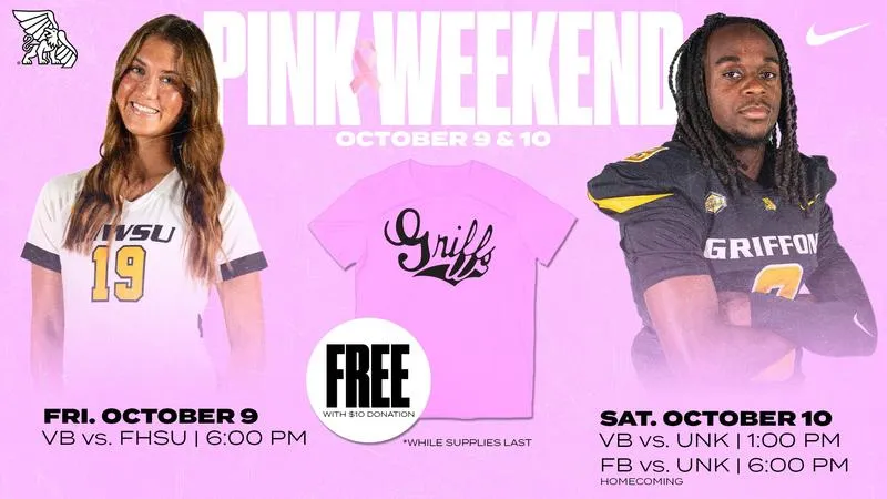 Pink weekend returns with three home events Oct. 9-10