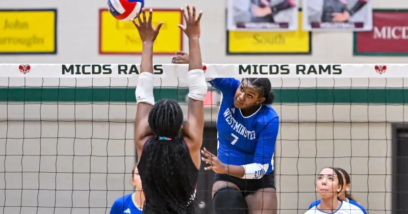 Lyric Hughes delivers milestone kill on match point to clinch Westminster's sweep of MICDS
