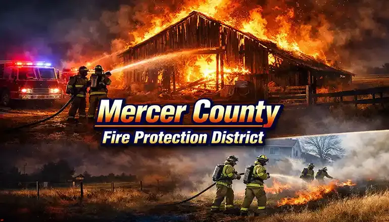Mercer County fire crews handle vehicle rollover and hay bale fire