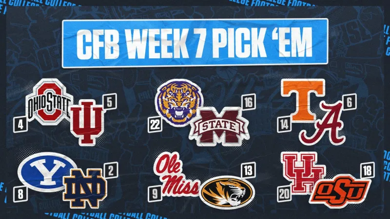 CFB Pick 'Em: Top Week 7 Games, Including Ohio State-Indiana, Notre Dame-BYU