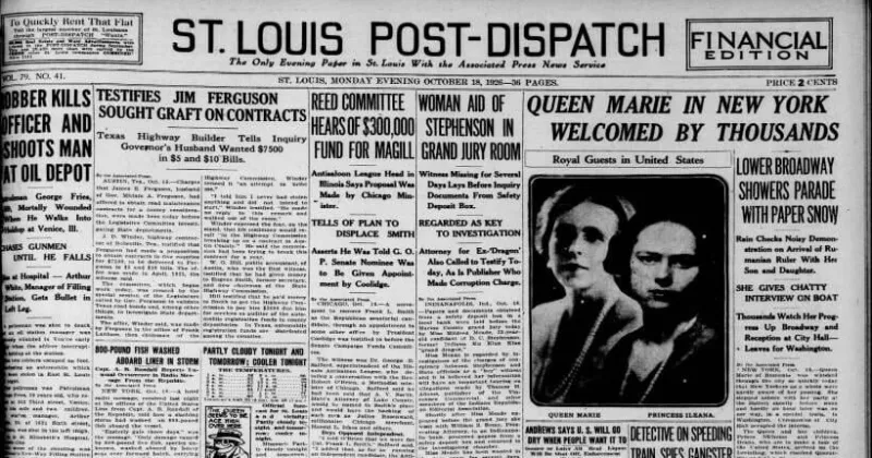 See the Oct. 18, 1926, front page: Robber kills officer and shoots man at oil depot