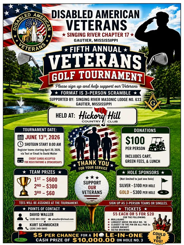 Disabled Veterans of America hosting annual golf tournament in Gautier