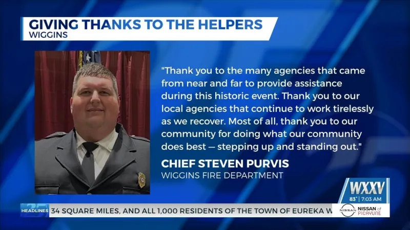Wiggins Fire Chief thanks everyone who helped the area during severe weather