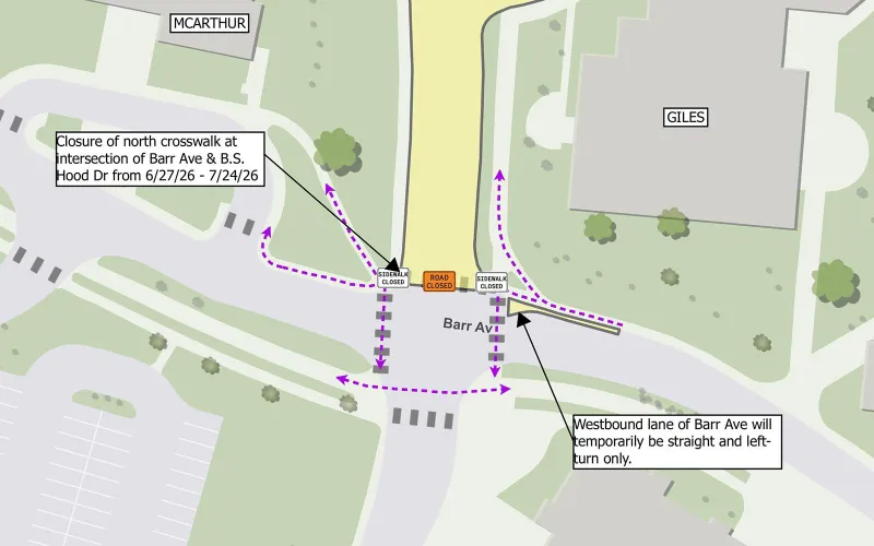 Barr, B.S. Hood intersection infrastructure closing temporarily