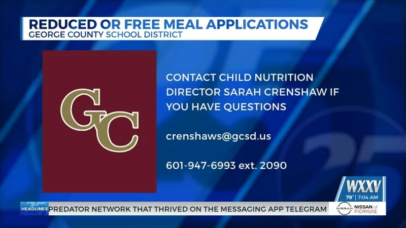 Free and reduced meal applications open for George County School District students
