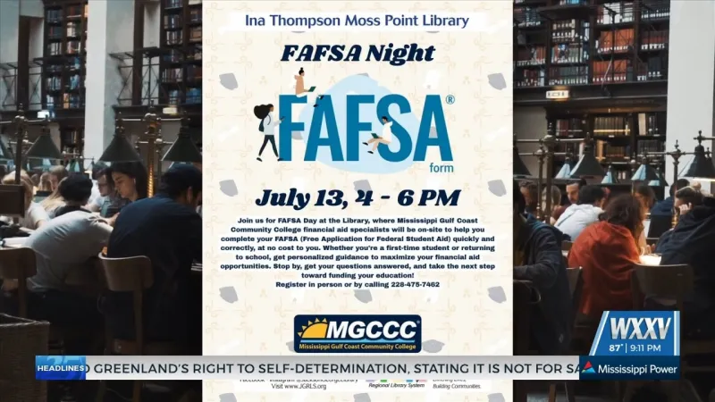 Jackson George Regional Library System hosting FAFSA Night in Moss Point