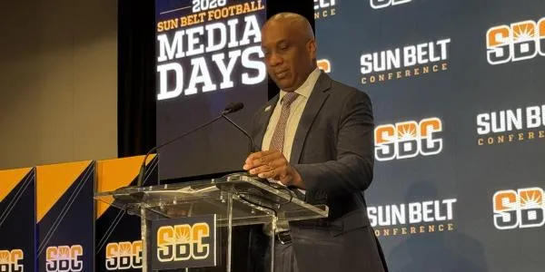 Sun Belt Commissioner Keith Gill talks NIL, revenue sharing and future of Sun Belt at Football Media Days
