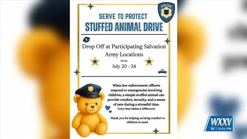 The Salvation Army Kroc Center hosting 'Serve to Protect' stuffed animal drive
