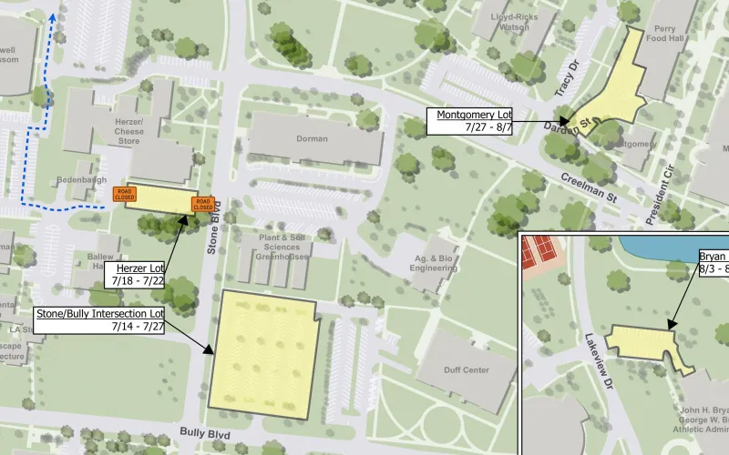 Campus parking lots temporarily closing for summer paving projects