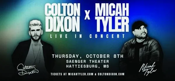 Colton Dixon and Micah Tyler Bring Their Inspiring Live Tour to the Hattiesburg Saenger Theater October 8