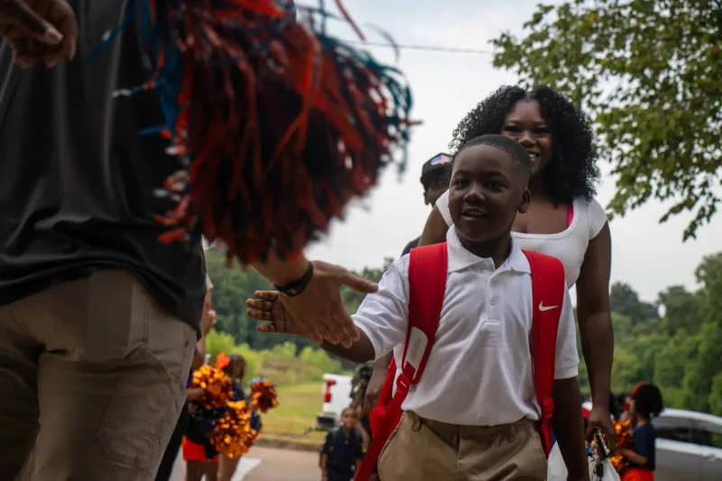 GALLERY -- Students at North Jackson Elementary were welcomed back to school with smiles and encouragement as Entergy Mississippi employees helped kick off the new school...