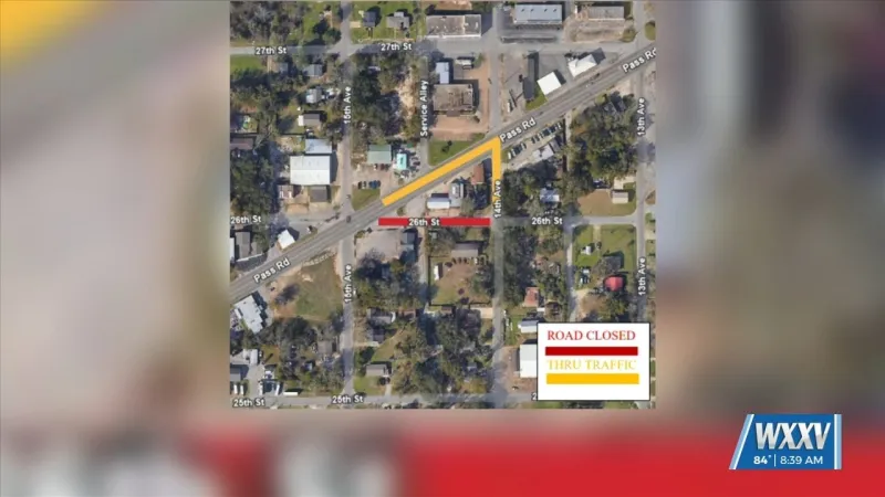 City of Gulfport alerting residents to road closure for section of 26th Street