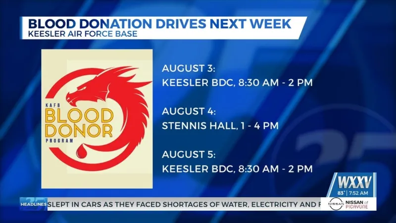 Keesler Air Force Base holding blood donation drives