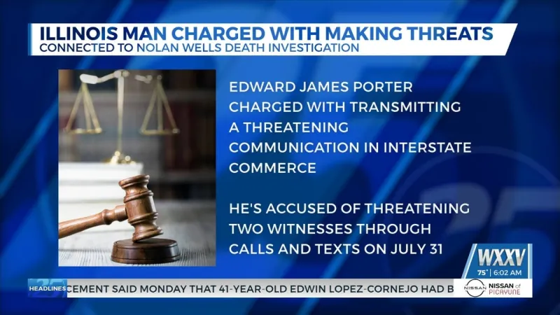 Illinois man charged with making threats against witness in Nolan Wells investigation