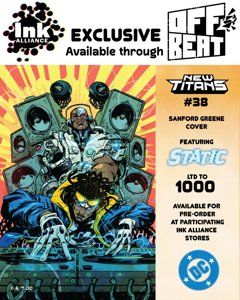 INK ALLIANCE DEBUTS WITH EXCLUSIVE NEW TITANS #38 VARIANT CELEBRATING STATIC'S RETURN