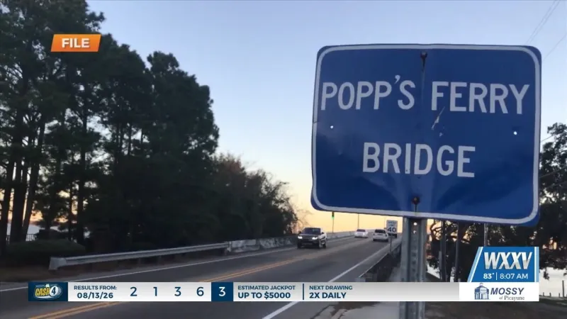 TRAFFIC ALERT: Intermittent lane closures on Popp's Ferry Bridge Friday