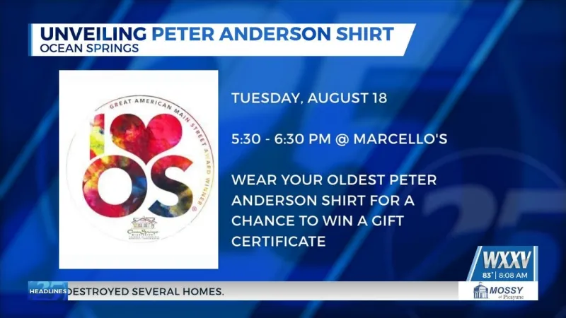 Ocean Springs chamber scheduled to unveil Peter Anderson shirt