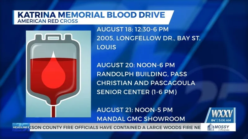 Katrina Memorial Blood Drives kick off this week across South Mississippi