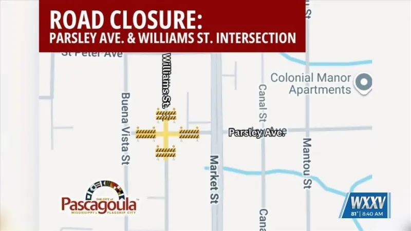 City of Pascagoula announces scheduled road closure
