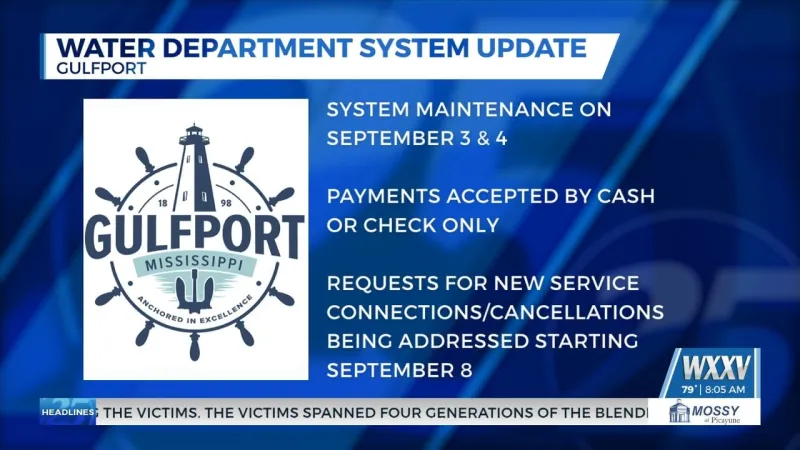 Gulfport Water Department scheduled maintenance to impact payment options