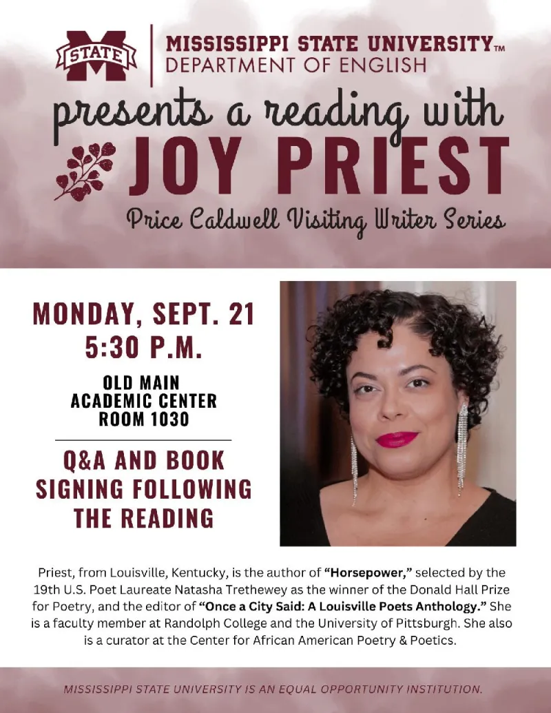 Poet Joy Priest brings prize-winning collection 'Horsepower' to Mississippi State