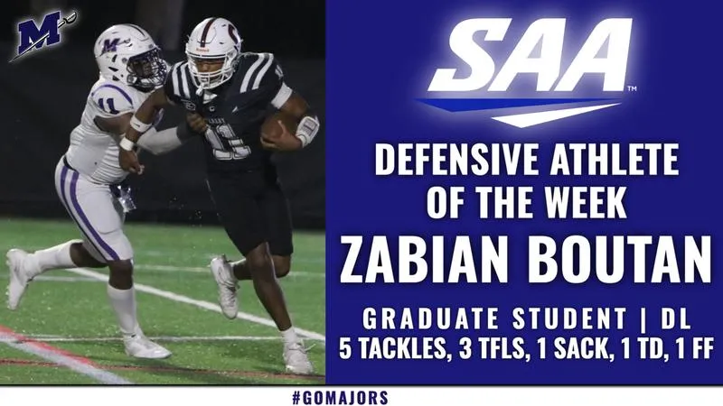 Zabian Boutan Named SAA Defensive Athlete of the Week