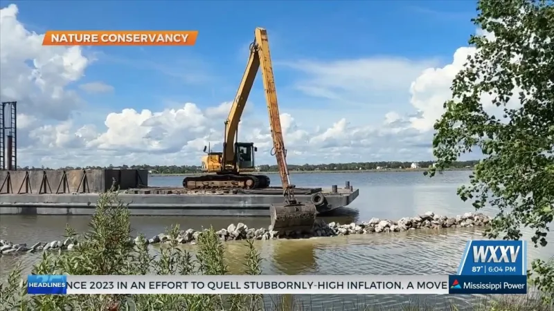 Phase one of living shoreline project complete near Hiller Park in Biloxi
