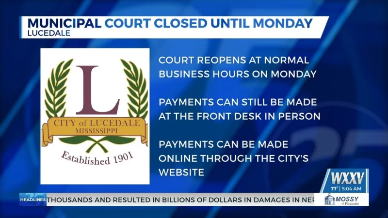 Lucedale Municipal Court closed until Monday