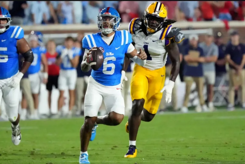 Trinidad Chambliss leads No. 8 Mississippi past No. 7 LSU 32-24 in Lane Kiffin's return to Ole Miss
