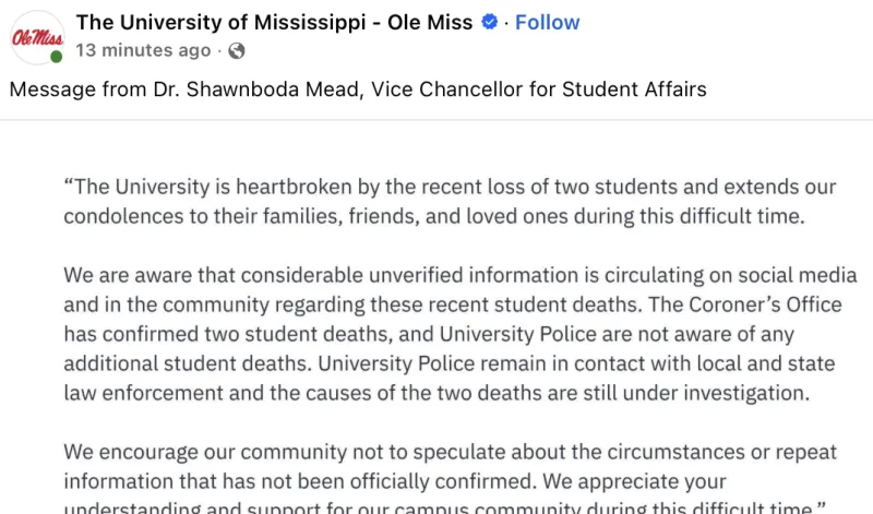 Students OD at Ole Miss