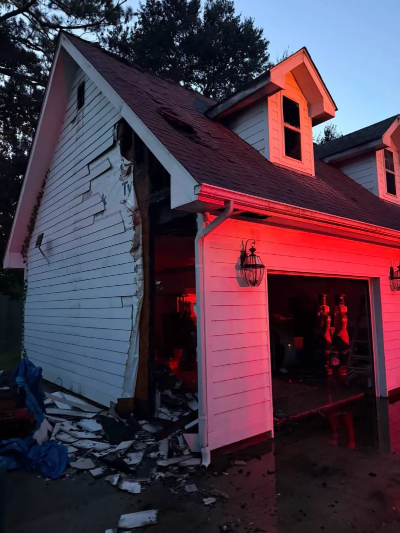 Jackson County Fire Protection Team fights garage fire on Sunday evening
