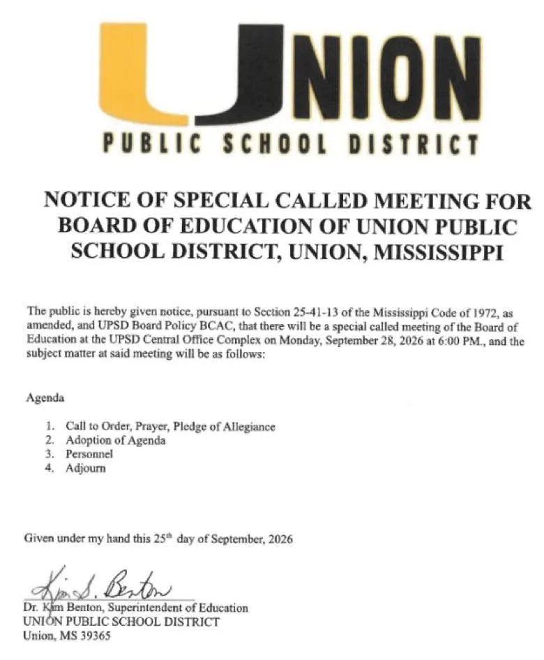 UPSD Announces Special Called School Board Meeting for Monday
