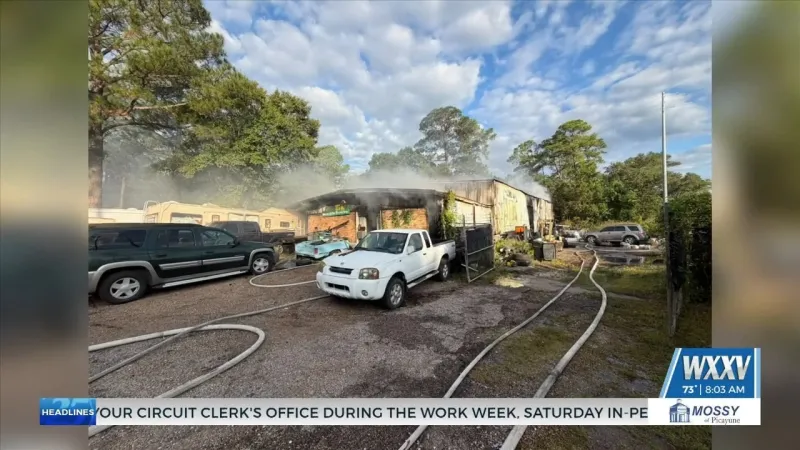 Firefighters battle mechanic shop fire in Moss Point over the weekend
