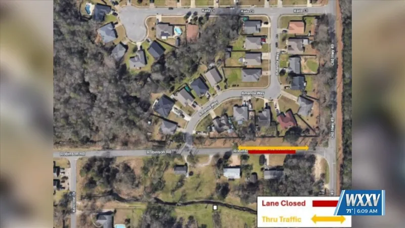 Lane closure scheduled for parts of Robinson Road in Gulfport