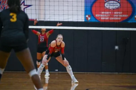 Lady Crusaders Battle Back for Five-Set Win Over Firehawks
