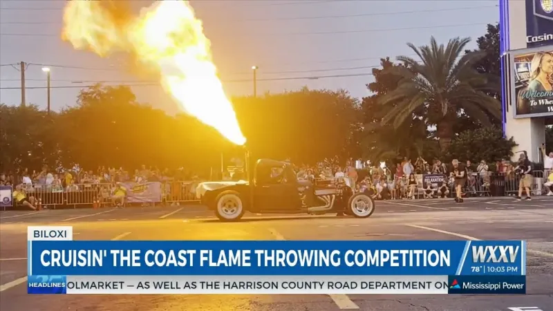 Cruisin' The Coast Flame Throwing Competition draws large crowds