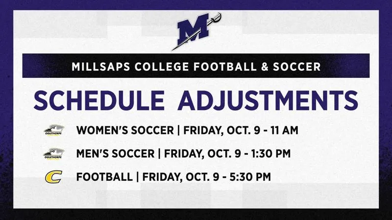 Millsaps Football and Soccer Announce Schedule Changes for Friday