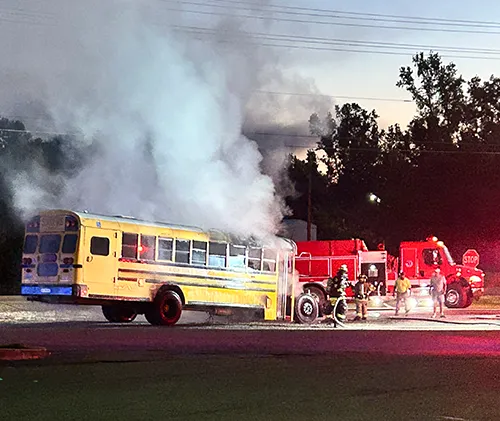 School bus catches fire, no one injured