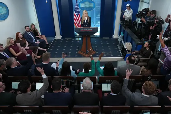 Katie Zacharia, Trump's new White House press secretary, makes a brief appearance before reporters