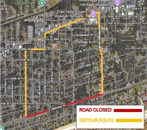 Road closure issued for East Railroad Street in Gulfport