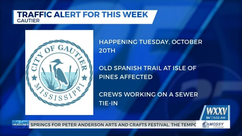 Old Spanish Trail at Isle of Pines in Gautier closing for sewer tie in