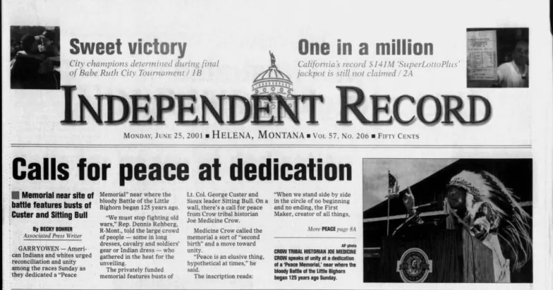 On this day 50, 25 years ago: Colstrip construction approved, 'Peace Memorial' dedication at Little Bighorn battlefield