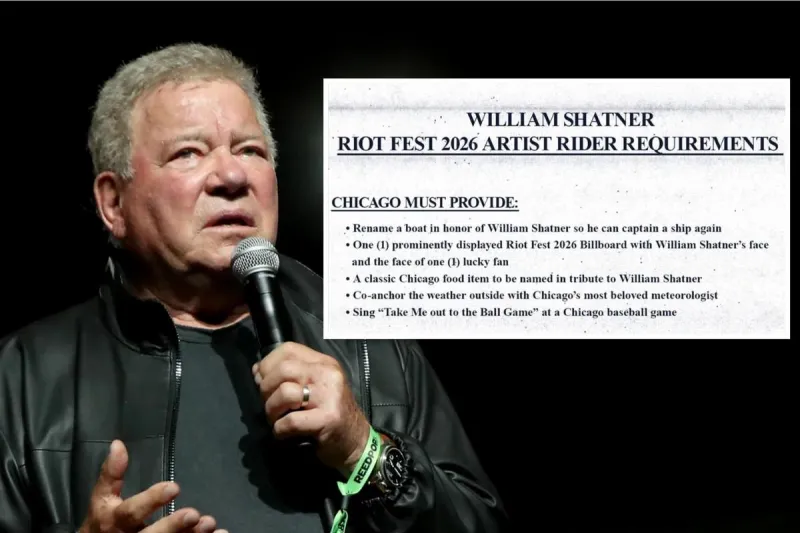 William Shatner Makes 'Heavy Metal Rock God' List of 'Demands' to Play Chicago Festival