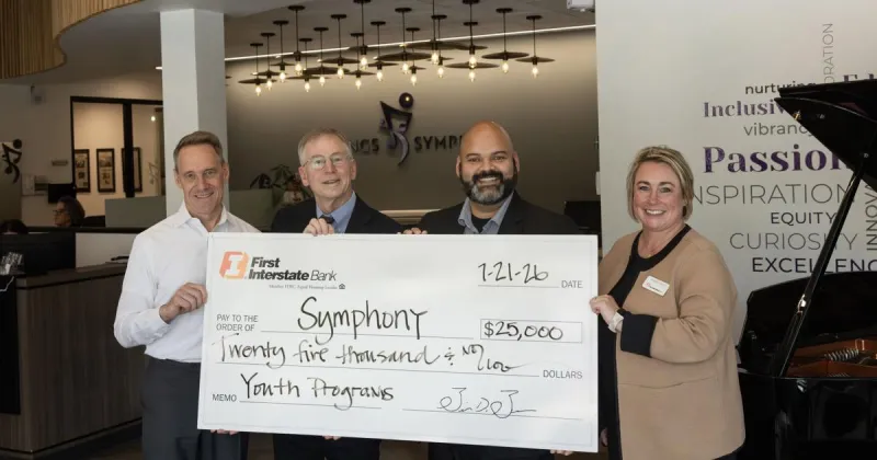 Photo: First Interstate Bank presents $25,000 grant to Billings Symphony Young Friends Program