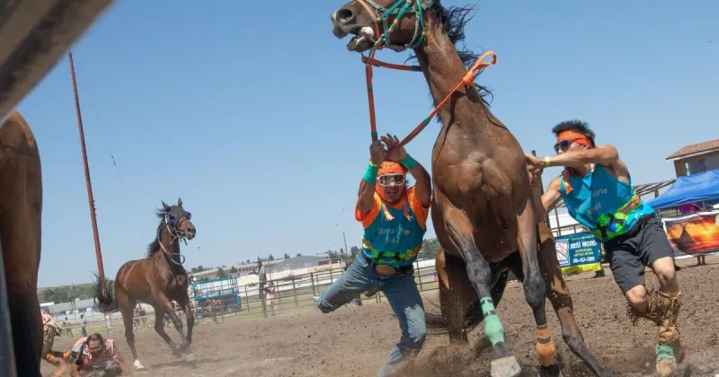 Indian horse relay put on by Little Shell Chippewa Tribe debuts at Montana State Fair