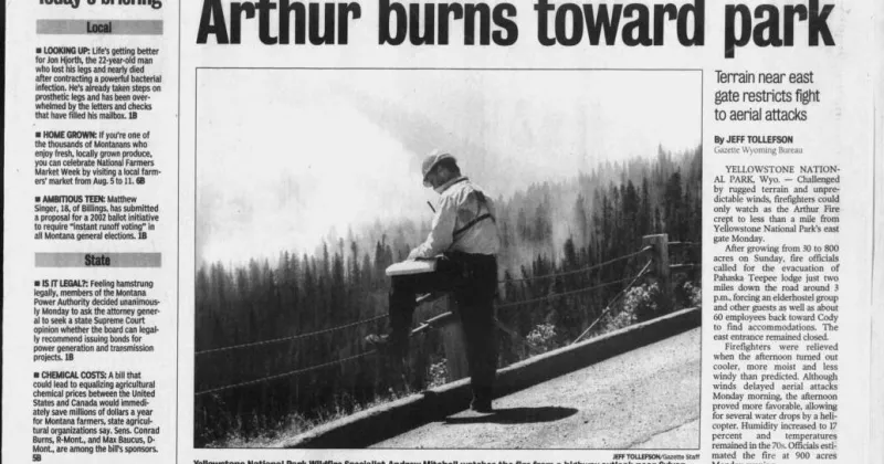 On this day 50, 25 years ago: Texas oil firm wants MT land for coal, Arthur fire burns toward YNP