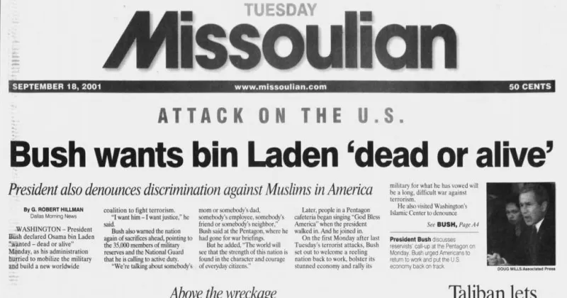 On this day 50, 25 years ago: U.S. House allows clearcutting, Bush wants bin Laden 'dead or alive'