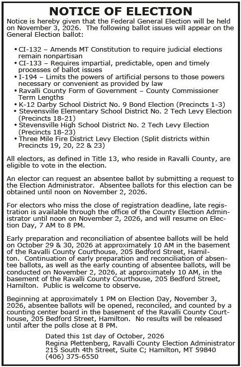 Notice of election -- Federal General Election