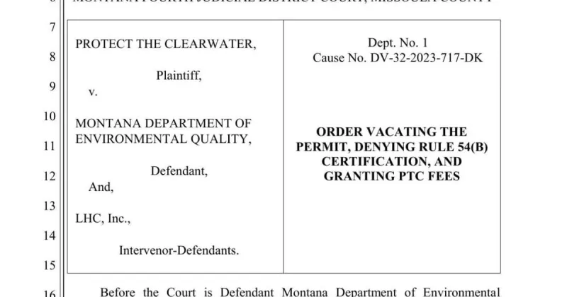 Ruling vacating the Clearwater gravel pit permit